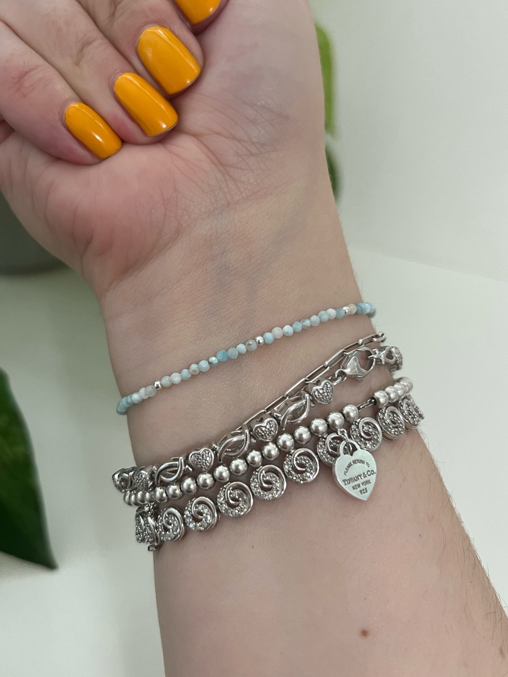 NWT Larimer & Sterling Silver Minimalist Stretch Bracelet, 925
